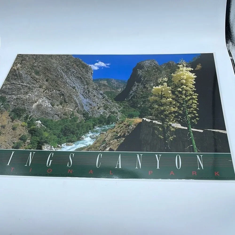 Vintage Souvenir placemat 2 sided Kings Canyon Sequoia N.P.